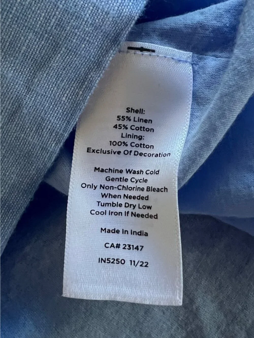 Talbots Embroidered Embroidered Butterfly Linen Shift Dress Blue Knee Length 12 - Picture 8 of 11